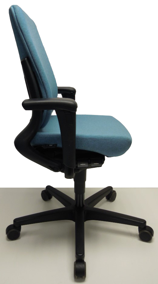 Bureaustoel Ahrend 230 extra hoge rug licht blauw gestoffeerde rug
