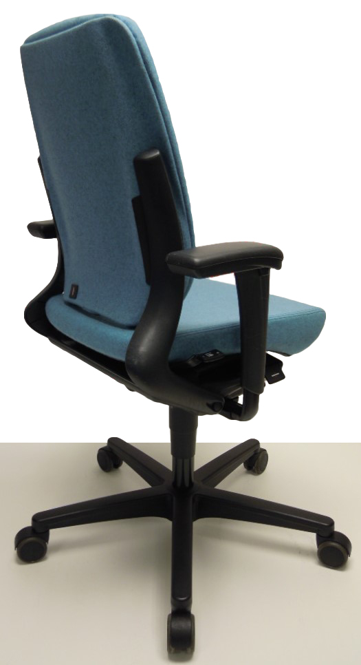 Bureaustoel Ahrend 230 extra hoge rug licht blauw gestoffeerde rug