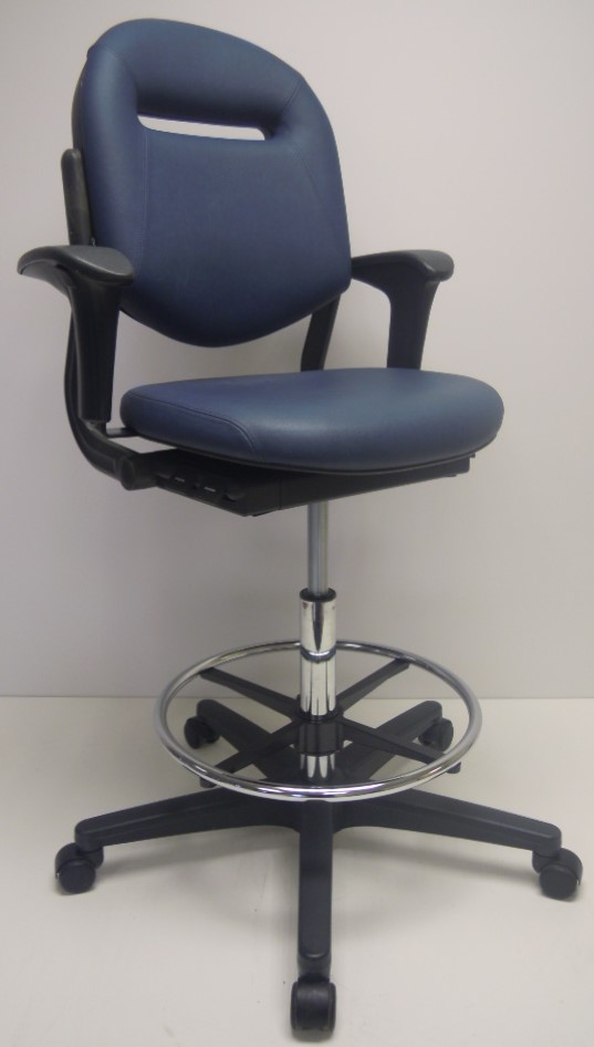 Kassastoel, loketstoel, bootstoel Ahrend 220 blauw leer