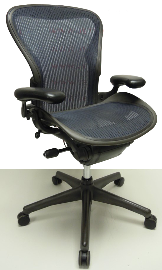 Bureaustoel Herman Miller Aeron B antraciet/blauw
