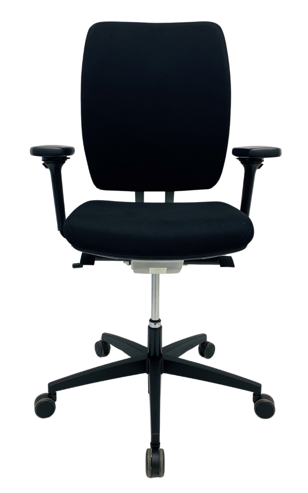 Refurbished Bureaustoel Kembo M9 zwart voetkruis grijze rugbeugels