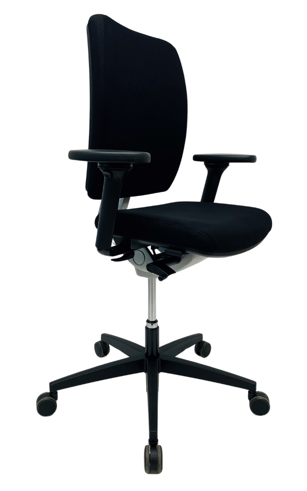 Refurbished Bureaustoel Kembo M9 zwart voetkruis grijze rugbeugels