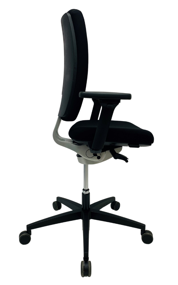 Refurbished Bureaustoel Kembo M9 zwart voetkruis grijze rugbeugels