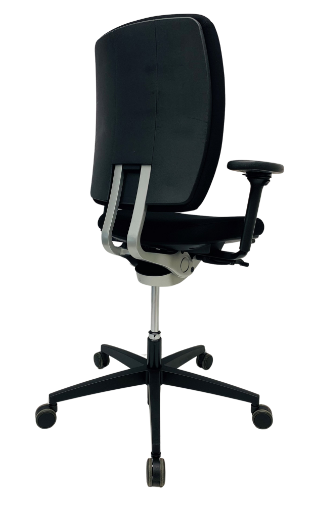 Refurbished Bureaustoel Kembo M9 zwart voetkruis grijze rugbeugels
