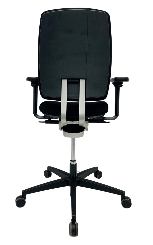 Refurbished Bureaustoel Kembo M9 zwart voetkruis grijze rugbeugels