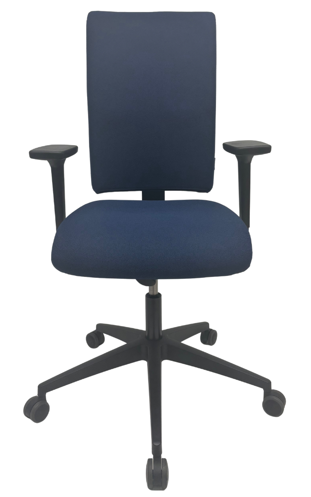 Bureaustoel Febrü blauw zwart voetkruis