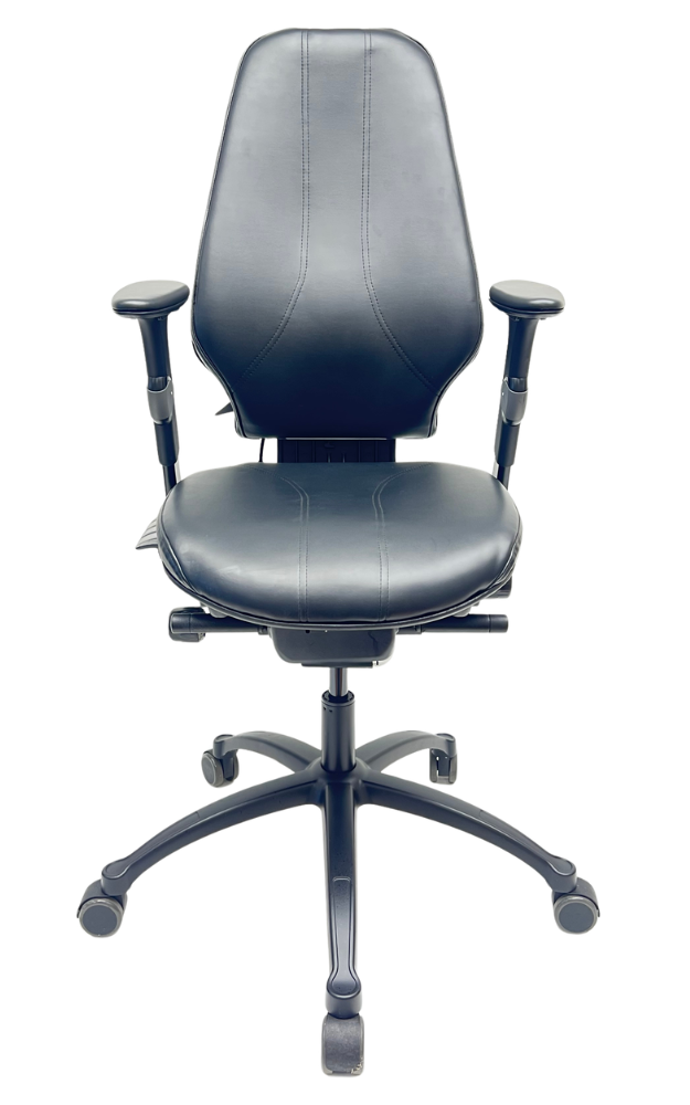 Bureaustoel RH Logic 400 Leer zwart voetkruis