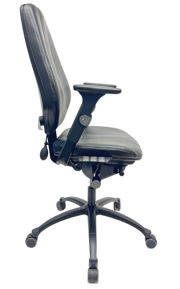 Bureaustoel RH Logic 400 Leer zwart voetkruis